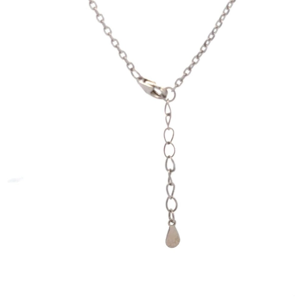925 Sterling Silver Necklace 17 inches Chain White Mother of Pearl Cubic Zirconi - Picture 9 of 9